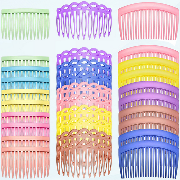 30 Pieces French Hair Side Combs Set Colorful Hair Clip Combs Plastic Twist Comb Accessories for Girls Women, 3 Styles (Retro Color, 14, 11, 23 Teeth)