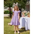 thumbnail image 6 of Arshiner Lilac Dress for Girls Off Shoulder Double Pleated Sleeve Smocked Easter Holiday Tween Dresses Size 10-12, 6 of 8