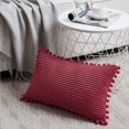 thumbnail image 3 of Paquete de 2 fundas de almohada decorativas lumbares con pompones, juego de fundas de cojín rectangulares sólidas de pana suave para sofá, dormitorio, coche, sala de estar, 3 of 7