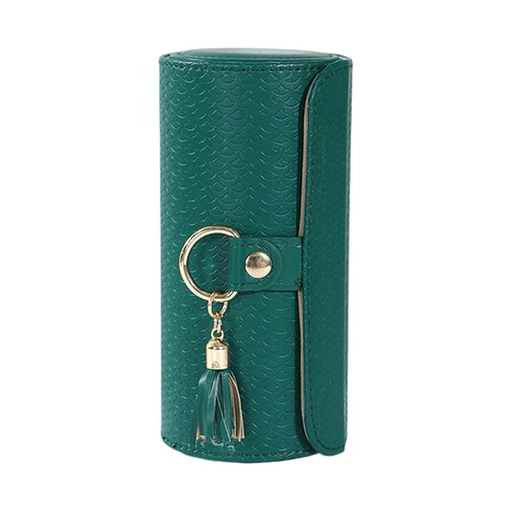 Leather Cylinder Jewelry Storage Case, 3-Layer Organizer For Small Jewelry, Compact Design For S & Teens, Ideal For Earrings Necklaces Rings, Travel-Friendly Jewelry Box