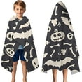 thumbnail image 3 of Halloween Spooky Elements Hooded Bath Towel，50"x30" for Ages 3 To 12 Kids, Quick Dry Lightweight Soft Microfiber Hood Beach Towel Cover Up for Kids, 3 of 7