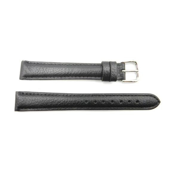 Genuine Leather Black Textured 14mm Long Watch Band