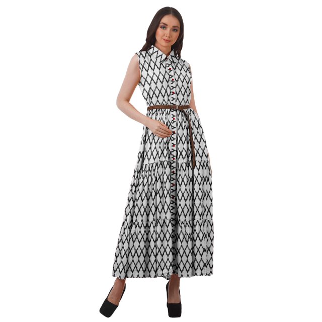 Moomaya Robe d'Été Sans Manches Chemise à Boutons Tenues Décontractées Femmes Grande Taille