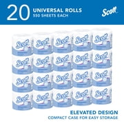 Scott Professional Standard Roll Toilet Paper, Bulk (13607), 2-Ply, Elevated Design, White, Individually Wrapped, Compact for Easy Storage (20 Rolls of 550 Sheets, 11,000 Sheet Total)