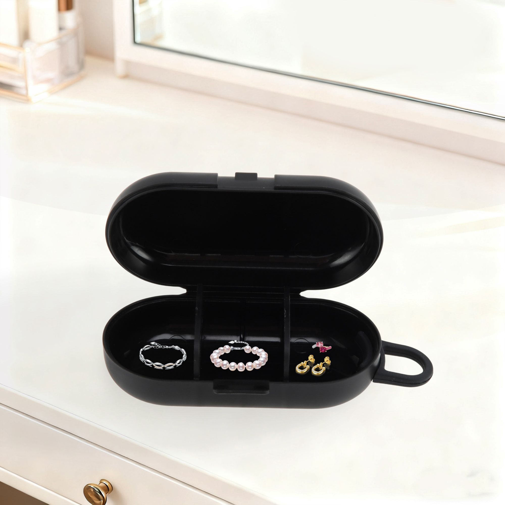 Unique Bargains Mini Style Jewelry Box Jewelry Organizer for Storing Black, Black