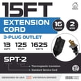 thumbnail image 2 of IRON FORGE CABLE 15 Ft Black Extension Cord 2 Pack - 16/2 Durable Electrical Cable, 2 of 6