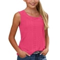 thumbnail image 4 of Gamivast Summer Tops for Girls Square Neck Button Shoulder Regular Fit Blouse Eyelet Lace Hollow out Cotton Sleeveless Shirts Casual Daily Holiday Beach Party Wear, 4 of 9