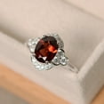 thumbnail image 3 of Oval garnet ring, engagement ring,sterling silver, January birthstone ring, 3 of 4