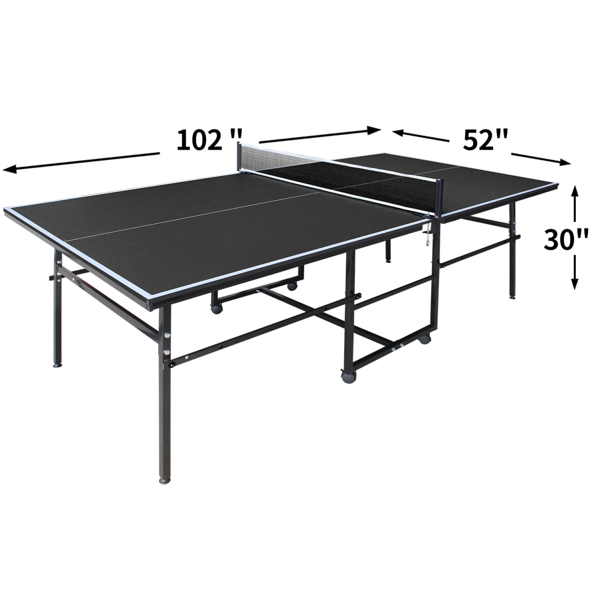 LuckyNote 8.5x4.3ft Portable Table Tennis Table, Mid‑Size Ping Pong Set with Net, 2 Rackets & 3 Balls, Foldable for Office or Apartment, Black