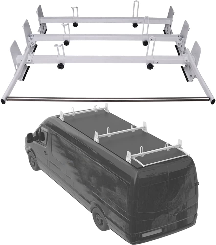 ELITEWILL Adjustable Van Roof Ladder Racks with Cargo Roller for Chevy