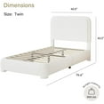 thumbnail image 6 of 4 Ever Winner Twin Size Bed Frame, Modern White Bed Frame with Headboard, Boucle Fabric Upholstered Bed Frame, Soft Curved Headboard, White, 6 of 8