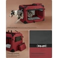 thumbnail image 5 of 36 Inches Collapsible Soft Dog Crate, Portable Travel Dog Crate for Indoor and Outdoor Use, Dog Carrier Kennel with Safety Zippers, for Living Room, Car, Travelling, Berry Red, 5 of 7
