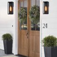 thumbnail image 2 of Cali 1-Light 16 in. Outdoor Dusk-To-Dawn Sensor Wall Light with Matte Black Finish and Clear Glass Shade, 2 of 11