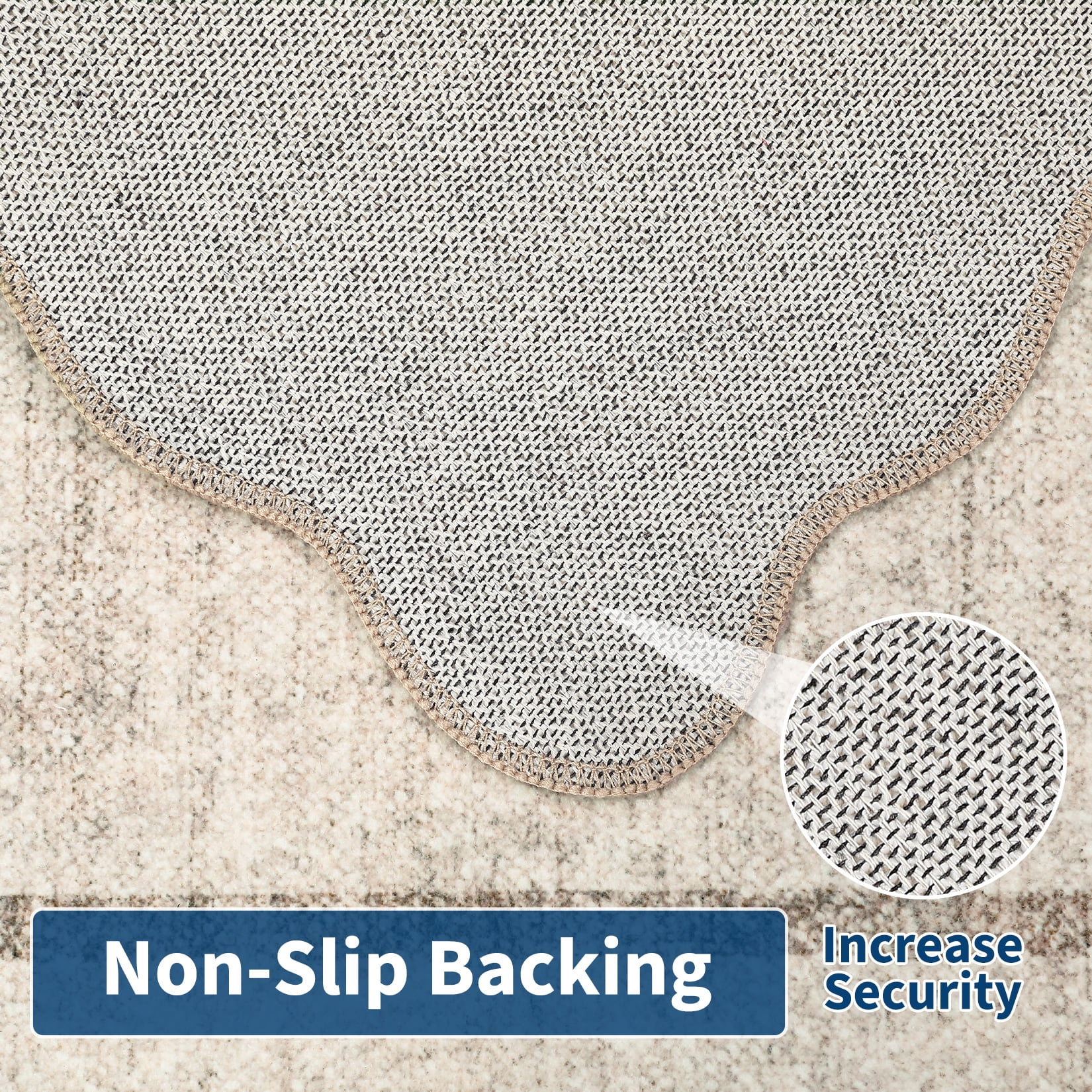 COZONY 10'x13' Extra Large Washable Scalloped Rug, Non-Slip Low Pile Area Carpet, Stain-Resistant Geometric Floor Mat for Living Room, Beige