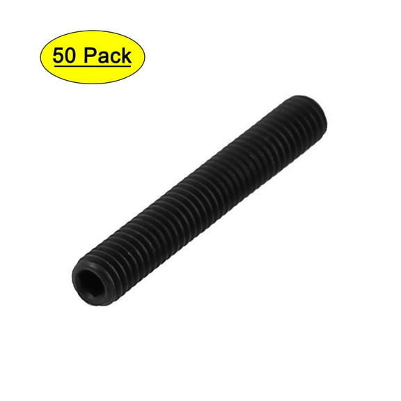 50Pcs Black M3 x 20mm Alloy Steel Hex Socket Set Grub Screws Headless Cup Point