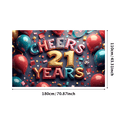 thumbnail image 5 of Golden Cheers to 21 Years Celebration Backdrop with Balloons Streamers Stars Photography Props Party Banner Decorations Birthday Supplies, 5 of 8