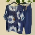 thumbnail image 1 of Summer Lounge Sets for Women Summer Printing Set Short Sleeve Round Neck Tops+Double Pocket Pants Set Plus Size Sets on Clearance, 1 of 5
