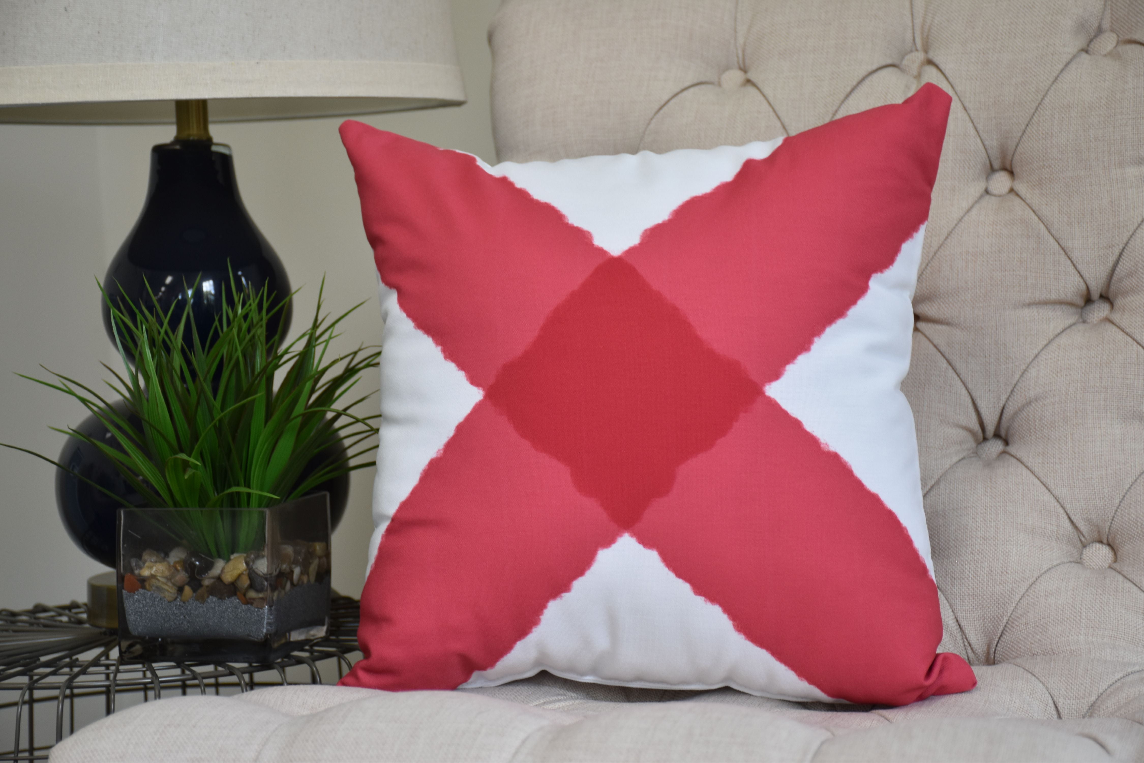 Simply Daisy, 26 x 26 inch, X Marks the Spot, Geometric Print Pillow, Red