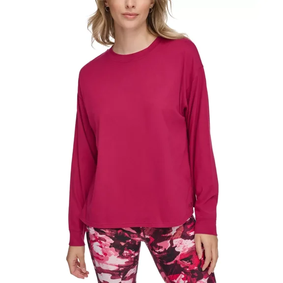 Calvin Klein Women's Long-Sleeve Crewneck T-Shirt, Chianti, XS