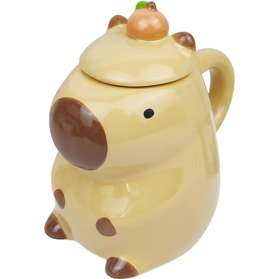 Mycheny Capybara Mug - 15oz Ceramic Coffee Cup (Yellow) - 3D Capybara Shape Tea Cup, Unique Birthday, Christmas Gifts