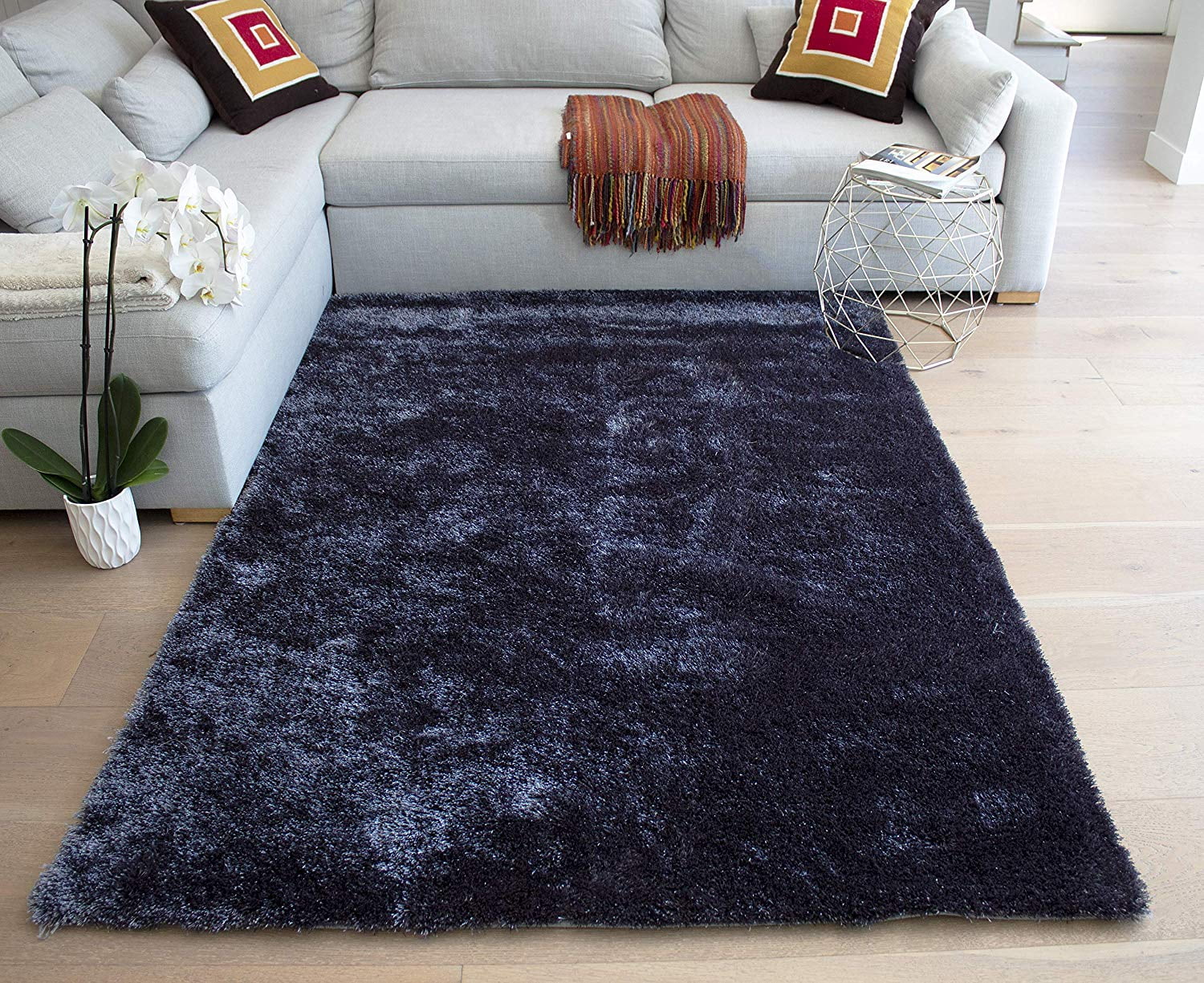 Silver Fluffy Rugs Large Thick Shaggy Premium Quality Soft Cosy Bedroom Carpet 