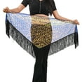 thumbnail image 6 of KHONTS Women's Sparkly Fringed Wrap Skirt Tie Side Sequins Tassel Scarf Waist Towel for Belly Dance Festival Rave Party Light Green One Size, 6 of 6