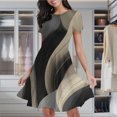 thumbnail image 2 of Abstract Wavy Neutral Tones Women's Classic Swing Skater Dress Casual Work Party Cocktail Dresses, 2 of 6