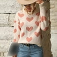 thumbnail image 3 of Cute Christmas Sweaters for Women 2025 Long Sleeve Crewneck Love Heart Knitted Pullover Sweater Jumper Tops, 3 of 5