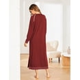 thumbnail image 3 of Ekouaer Women Nightgowns Long Casual Nightdress Long Sleeve Sleepwear with Pocket, 3 of 4