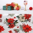 thumbnail image 2 of Poinsettia Christmas Tablecloth Waterproof, Red Table Cloth Rectangle, Stain Resistant Fabric Table Cloths for Kitchen Table Party Picnic Dinner New Year Decor (60 x 84 Inch), 2 of 6