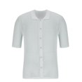 thumbnail image 6 of HOOMEUMY Mens Lapel Button Knit Hollow Shirts Basic Shirt Casual Solid Color Short Sleeve Soft Lightweight Relaxed Blouses (Gray,XXXL), 6 of 7