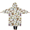 thumbnail image 2 of Oversized Wearable Blanket Hoodie,Highland Cow Sunflower Boot Hat Pattern Sherpa Blanket Hoodie with Super Pockets,Super Warm Fuzzy Pullover for Women & Men, 2 of 6