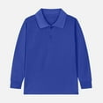 thumbnail image 6 of Boys Long Sleeve Shirts White Long Sleeve Shirt Girls Boys Polo School Uniform Shirt Long Sleeve Collared Polo Golf Shirts for Boys and Girls Kids Blue 9-10 Years, 6 of 7