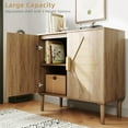 thumbnail image 4 of Bohemian Buffet Cabinet with Woven Rattan Doors, Adjustable Shelves & Sturdy Wood Legs – Natural Wood Particle Board Sideboard for Living Room, Entryway, Oak, 4 of 7