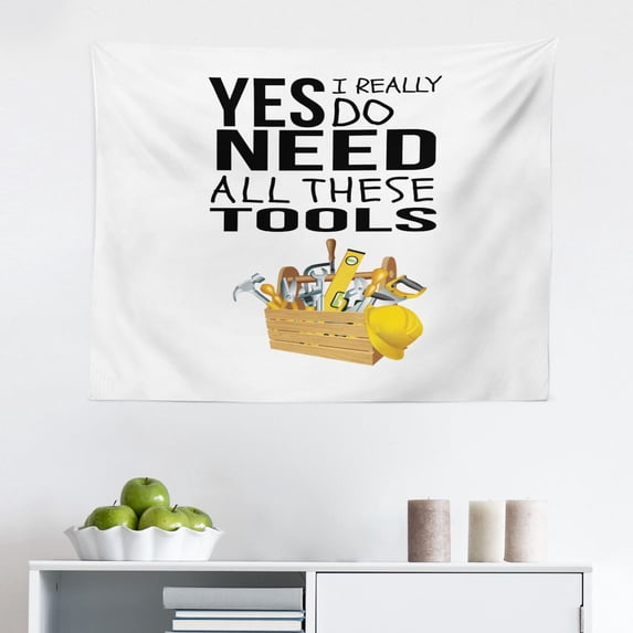 Saying Tapestry, Yes I Really Do Need All These Bacon Delicious Guest of Breakfast Artwork, Fabric Wall Hanging Decor for Bedroom Living Room Dorm, 2 Sizes, Dark Coral, by Ambesonne