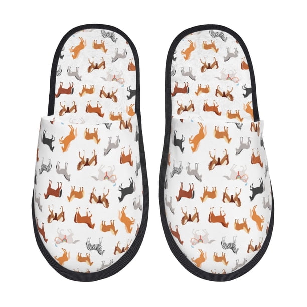 Fotbe Horses Pantuflas Peludas para Mujer con Estampado, Zapatillas de Peluche, Zapatos de Invierno para Casa, Uso Interior y Exterior-Large