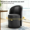 thumbnail image 2 of DREAMSIDEA Swivel Dining Chair, Upholstered Barrel Accent Chair for Dining Room & Kitchen Chairs, Morden Round Vanity Chair for Living Room&Bedroom, Faux Leather-Black, 2 of 6