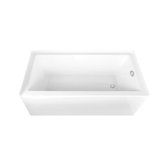 Aqua Eden CVTAP663222R1 66" Acrylic Rectangular 3-Wall Alcove Tub, Right Hand Drain, Glossy White/Polished Chrome
