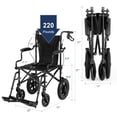 thumbnail image 2 of Silla de ruedas ultraligera Medwarm para adultos y niños. Peso: solo 10 kg. Silla de ruedas plegable con frenos de mano, reposapiés desmontables, reposabrazos abatibles y ruedas traseras de 30 cm. Col, 2 of 5