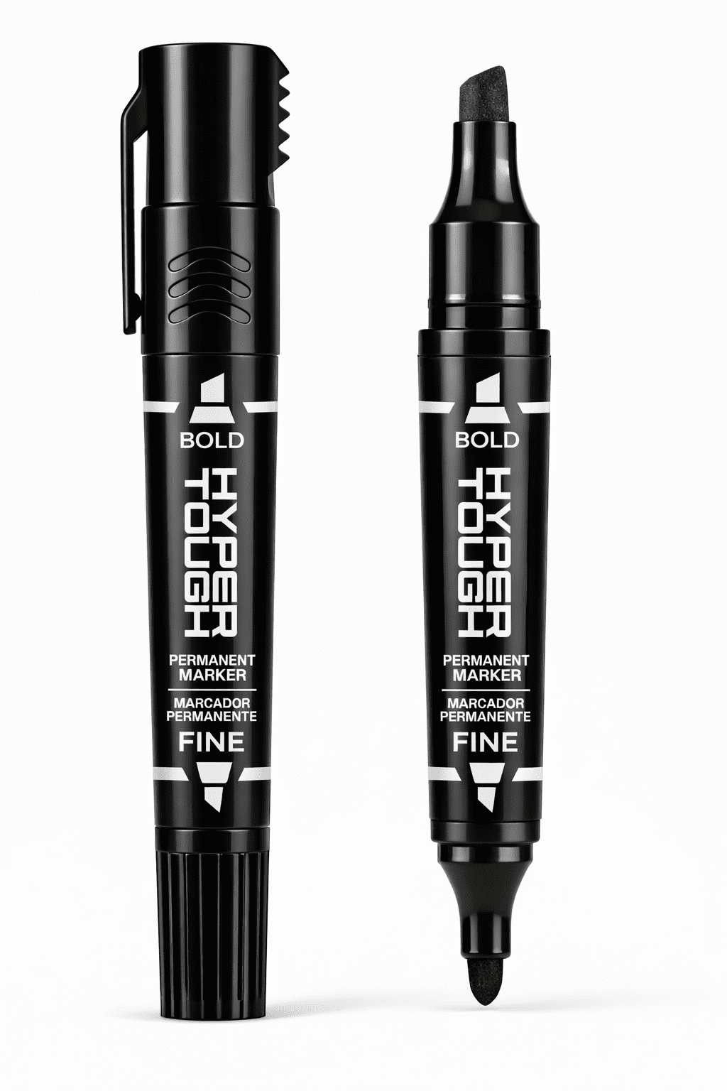 Hyper Tough 2-Pack Dual-Tip Permanent Markers, Black, Fine and Chisel Tip