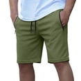 thumbnail image 2 of Yaoyar Men's Waffle Knit Shorts Solid Color Elastic Waistband Zip Pockets Breathable Lightweight Summer Bottoms, 2 of 5