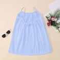 thumbnail image 5 of Xudanell Backless Cami Dress Girls Open Back Mini Linen Dress Spaghetti Strap Summer Beach Vacation Flowy Sundress for Kids (Sky Blue, 9-10 Years), 5 of 5