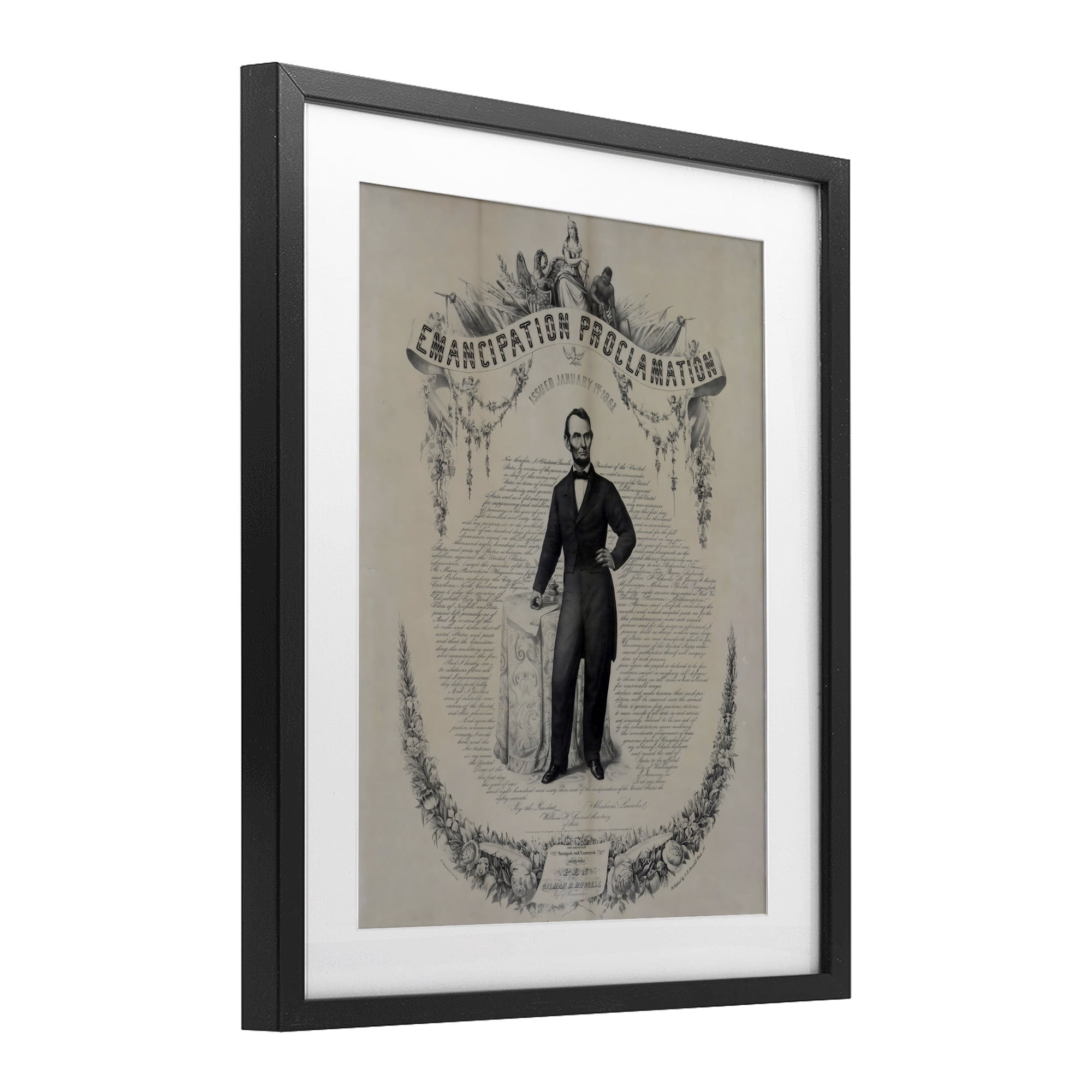 Stupell Industries Lincoln with Emancipation Proclamation Black Framed Print Under Glass, design by Arlington Prints