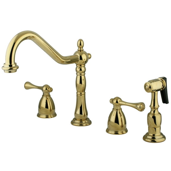 Double Handle 8" Widespread Kitchen Faucet with Brass Sprayer