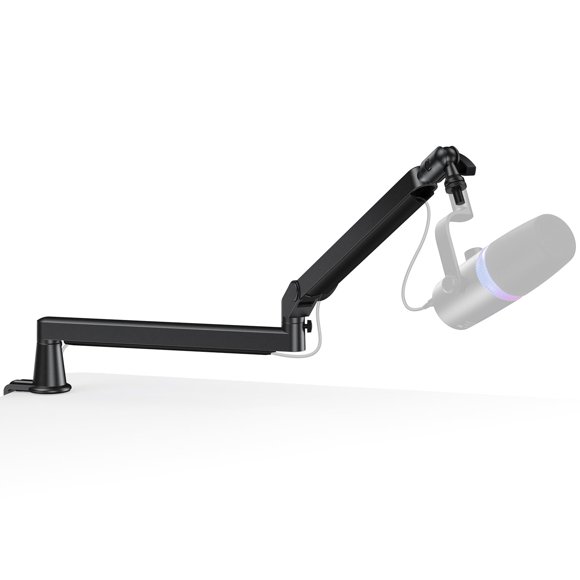 Low Profile Mic Arm, Cable Management Microphone Boom Arm, Full Aluminum Adjustable Mic Stand with Desk Clamp, 360°Rotatable Hea
