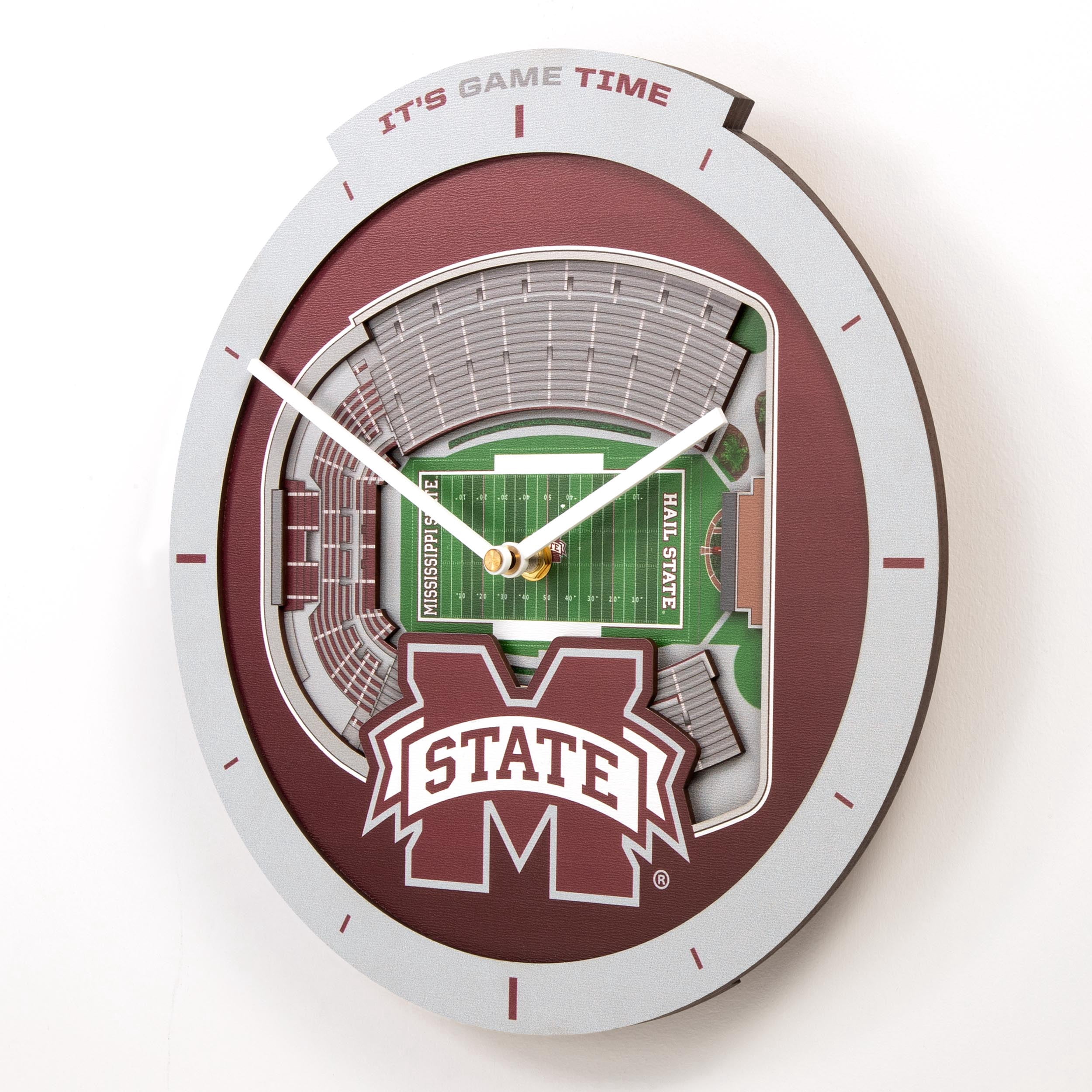 YouTheFan NCAA Mississippi State Bulldogs Stadiumview 3D Wall Clock