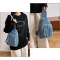 thumbnail image 4 of Sunyuer Women Vintage Denim Sling Bag, Lightweight Casual Crossbody Chest Bag, Multi Pocket Denim Fanny Pack Adjustable Strap Daypack for Travel Walking Commute, 4 of 7