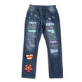 thumbnail image 1 of YDLCAFD Flower Printing Jeans For Women Pull On Mid Rise Stretch Classic Jeans S 5XL M, 1 of 5