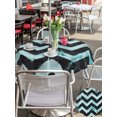 thumbnail image 6 of Outdoor Tablecloth with Umbrella Hole Zipper Abstract Teal Round Tablecloth 60" Waterproof Outside Table Cloth Geometric Zigzag Waves Bohemian Stripes Patio Table Cover Tablecloths for Picnic Party, 6 of 8