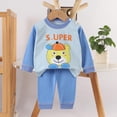 thumbnail image 3 of Sentuca Girls Boys Outfit Sets Size 7Y Print Long Sleeve Print Tops and Pants Fall Winter Warm Cute Kids Two Piece Sets Dark Blue, 3 of 8